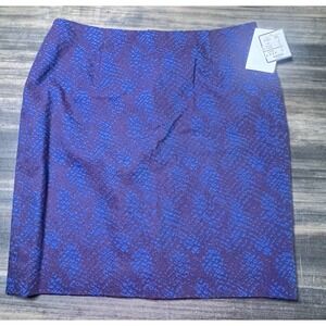 Tanner‎ Snake Print Pencil Skirt Business Career Wear Purple Blue Size 12